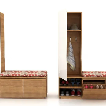 TỦ GIÀY KẾT HỢP TỦ QUẦN ÁO GHẾ NGỒI TG08