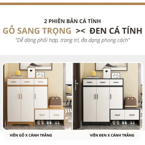 Tủ giày đẹp thiết kế có kèm ghế ngồi tiện lợi TG48
