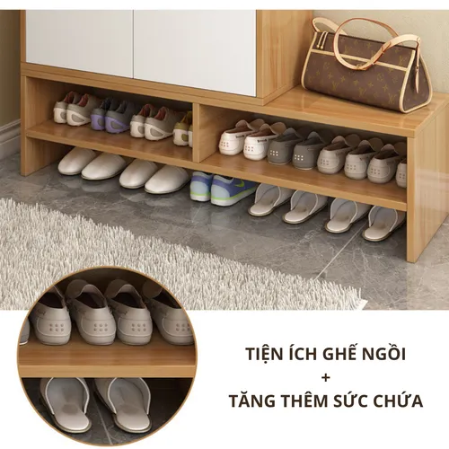 Tủ giày đẹp thiết kế có kèm ghế ngồi tiện lợi TG48