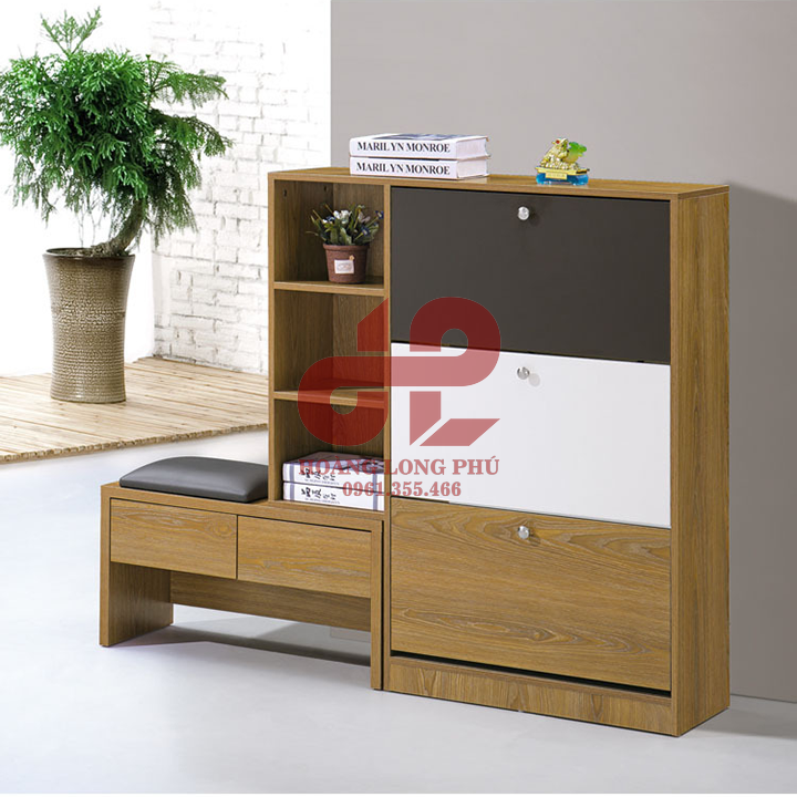 tủ giày gỗ đẹp kèm ghế tu-giay-go-dep