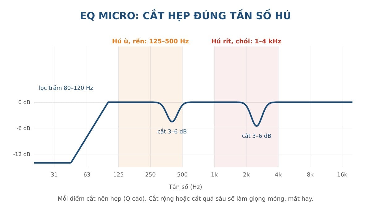 Biểu đồ EQ micro cắt tần số hú