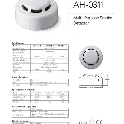 Đầu Báo Khói 2 Dây 12V AH-0311-4