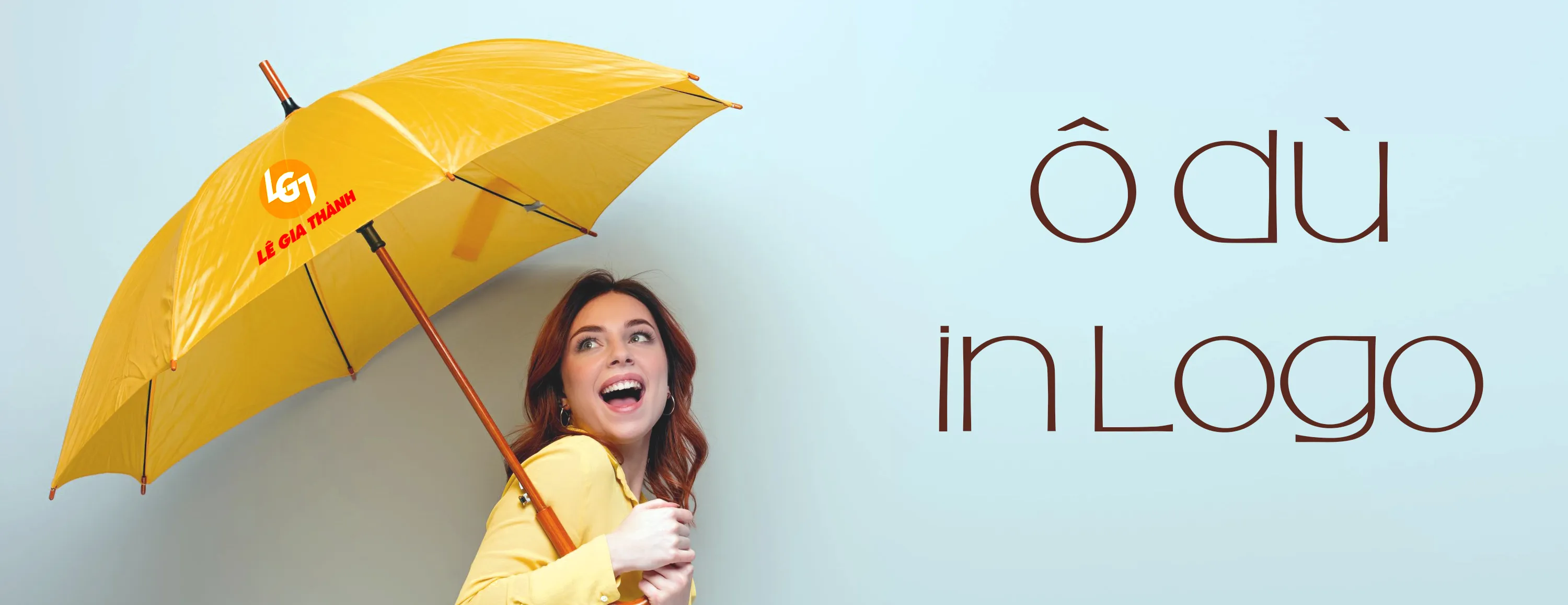 Dù cầm tay in logo