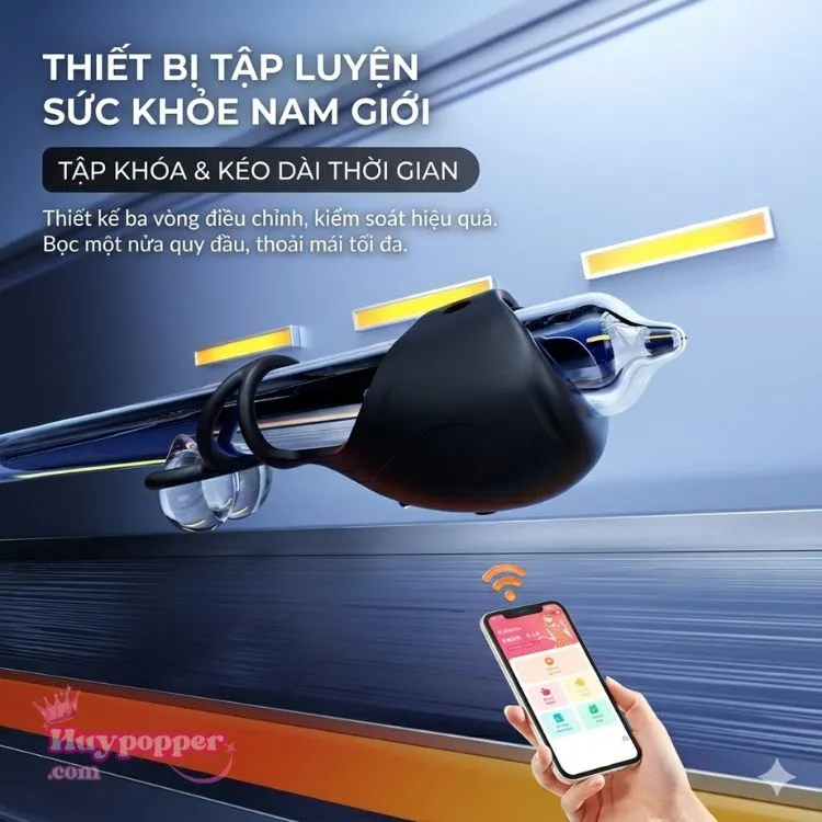Thiết kế cấu trúc ba vòng lò xo bọc một nửa quy đầu giúp tập luyện chống xuất tinh sớm hiệu quả cho nam giới. Thiết kế cấu trúc ba vòng lò xo bọc một nửa quy đầu giúp tập luyện chống xuất tinh sớm hiệu quả cho nam giới.