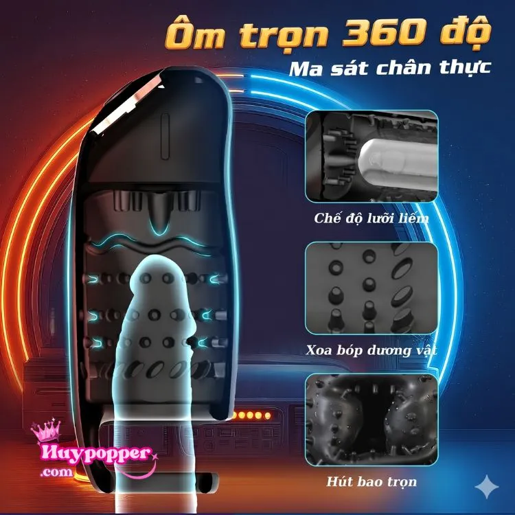 Cấu trúc bên trong ôm trọn 360 độ của máy massage dương vật điều khiển app, nổi bật với chế độ lưỡi liếm và gai nổi xoa bóp quy đầu chân thực. Cấu trúc bên trong ôm trọn 360 độ của máy massage dương vật điều khiển app, nổi bật với chế độ lưỡi liếm và gai nổi xoa bóp quy đầu chân thực.