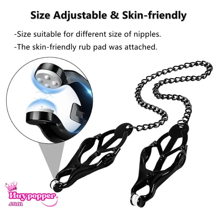 Cận cảnh đầu kẹp nhũ hoa kim loại có lót đệm cao su an toàn không gây trầy xước da