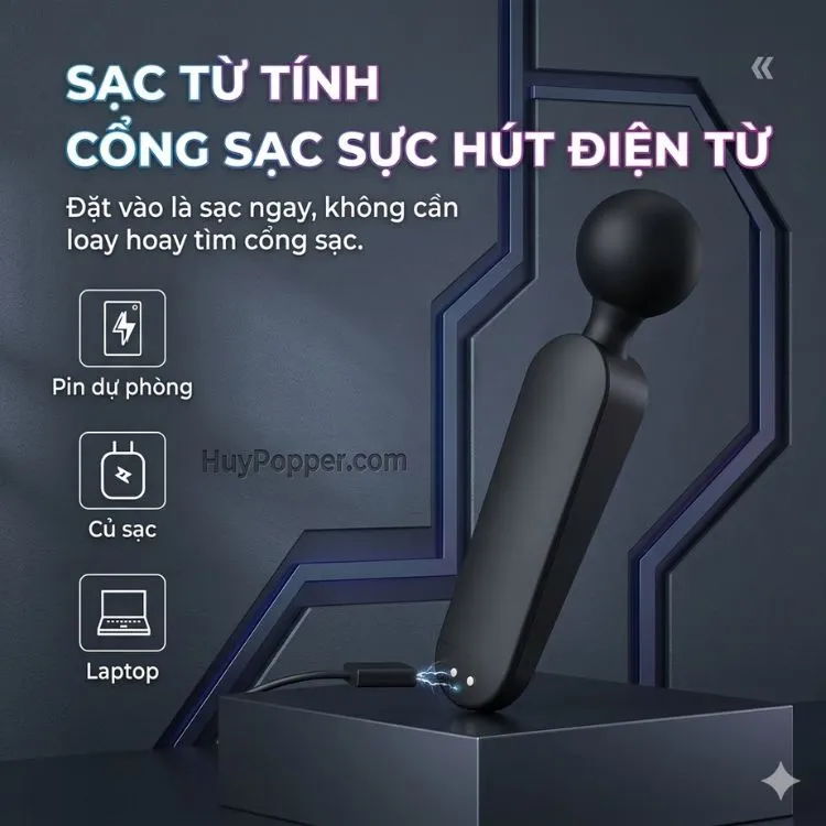 Công nghệ sạc từ tính cổng sạc sức hút điện từ khép kín vô cùng tiện lợi của gậy rung Eagle Ares Công nghệ sạc từ tính cổng sạc sức hút điện từ khép kín vô cùng tiện lợi của gậy rung Eagle Ares