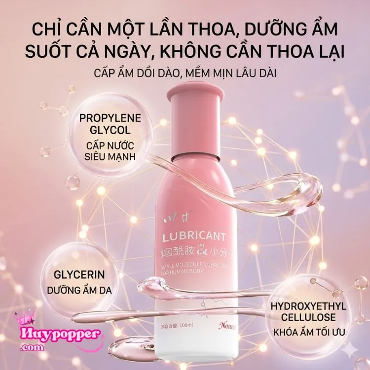Thành phần khóa ẩm Glycerin và Propylene Glycol giúp tinh chất bôi trơn Kawai siêu trơn mượt lâu khô. Thành phần khóa ẩm Glycerin và Propylene Glycol giúp tinh chất bôi trơn Kawai siêu trơn mượt lâu khô.