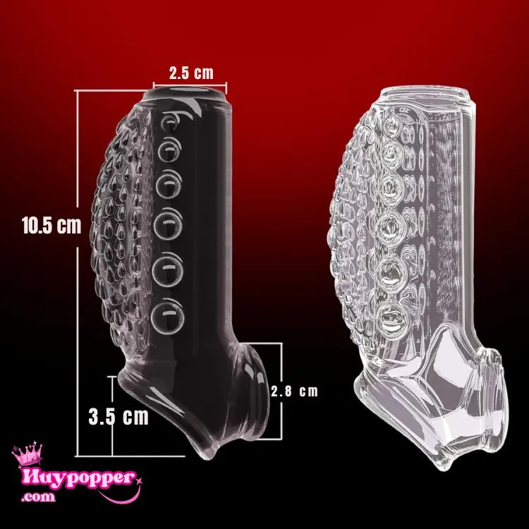 Thông số kích thước chi tiết dài 10.5cm của bao đôn dên khúc giữa Dragon Skin phù hợp mọi size.