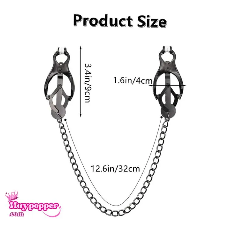 kich-thuoc-kep-nhu-hoa-kim-loai-day-xich-32cm Thông số kích thước kẹp đầu ti kim loại BDSM dây xích dài 32cm chuẩn size tại Huypopper