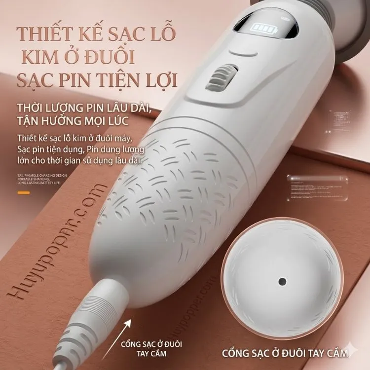 Thiết kế cổng sạc lỗ kim khép kín bảo vệ pin tiện lợi ở đuôi máy gậy rung Japan AV Thiết kế cổng sạc lỗ kim khép kín bảo vệ pin tiện lợi ở đuôi máy gậy rung Japan AV
