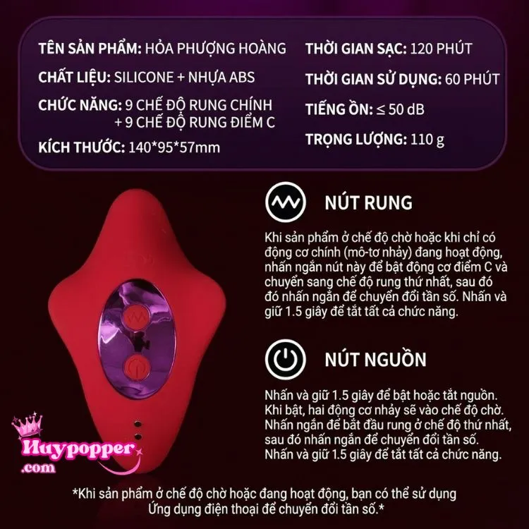 Bảng thông số kỹ thuật chi tiết và hướng dẫn sử dụng thao tác các nút nguồn, nút rung vật lý trên thân của trứng rung tình yêu Phoenix Fire App. Bảng thông số kỹ thuật chi tiết và hướng dẫn sử dụng thao tác các nút nguồn, nút rung vật lý trên thân của trứng rung tình yêu Phoenix Fire App.