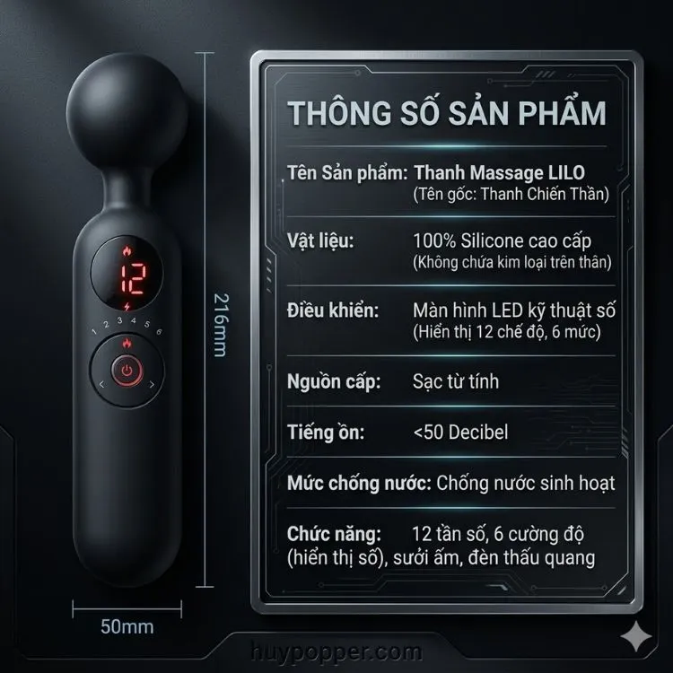 Bảng thông số kỹ thuật kích thước chiều dài 246mm và trọng lượng tịnh của chày rung eros Bảng thông số kỹ thuật kích thước chiều dài 246mm và trọng lượng tịnh của chày rung eros