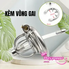 Khóa Dương Vật Inox Thông Tiểu Kèm Vòng Gai