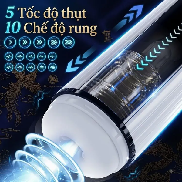 Máy Matxa Dương Vật Tự Động Iris | Phím Bấm Cảm Ứng Mượt Mà 5 Tốc Độ Thụt 10 Chế Độ Rung
