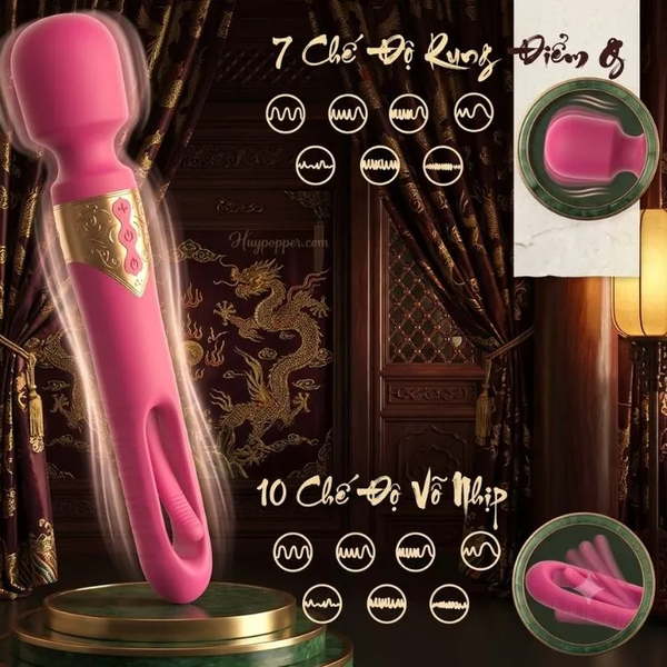 Chày Rung Ellie Kèm Lưỡi Vỗ Điểm G – Máy Kích Thích 2 Đầu Độc Lập Mô Phỏng Ngón Tay Vỗ Liên Tục