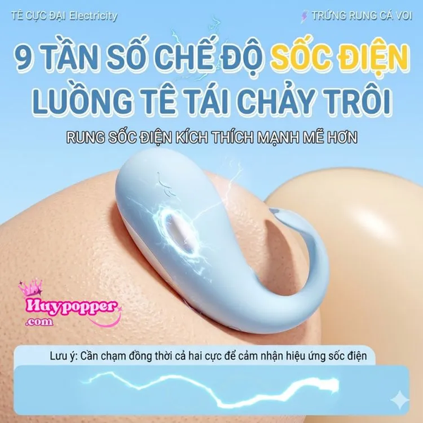 Trứng Rung Cá Voi Sốc Điện 9 Tần Số Điều Khiển App iPhone