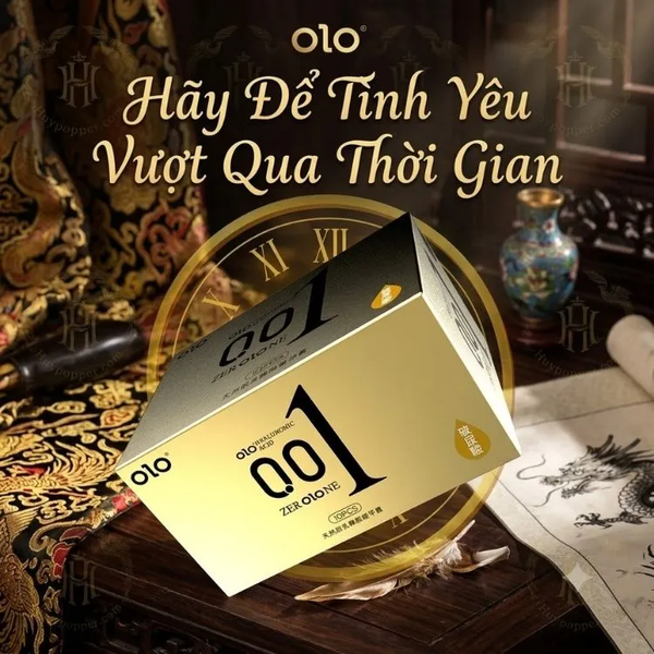 Bao Cao Su OLO Gold 0.01 Siêu Mỏng Hộp 10 Cái - Acid Hyaluronic