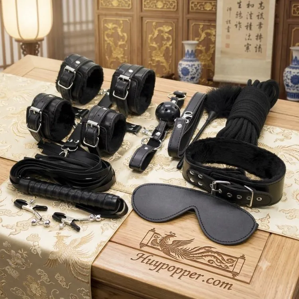 BDSM Kit 10 Món Da PU Lót Lông Cao Cấp | Bộ Đồ Chơi BDSM Cho Người Mới