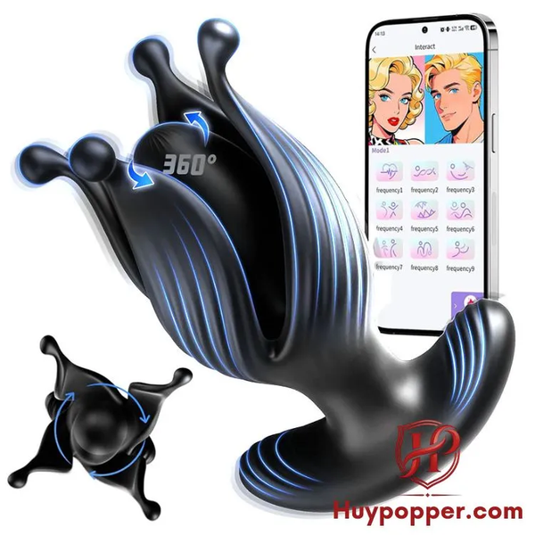 Butt Plug Hậu Môn Triton Cánh Hoa Xoay 360° Kết Nối App