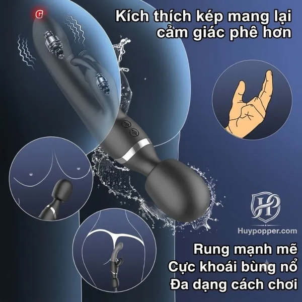 Gậy Rung Tình Yêu Enos Đầu Massage Siêu Mạnh Kèm Nhánh Thỏ Rung