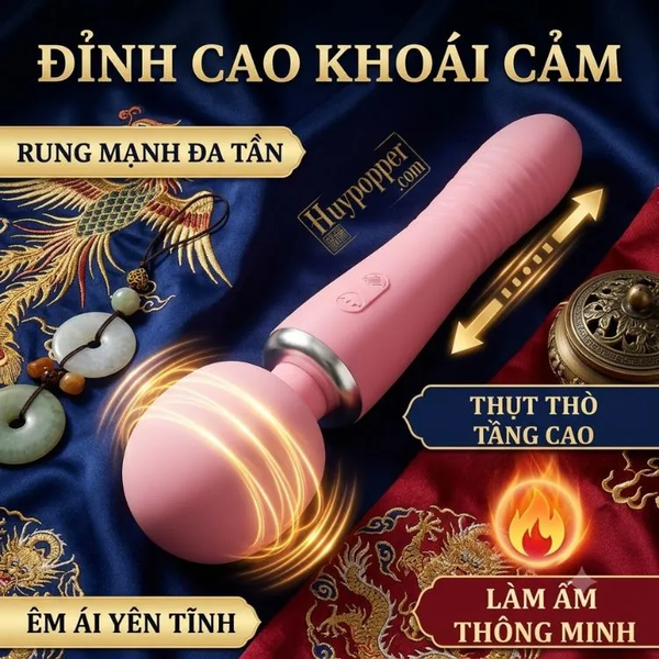 Chày Rung Thụt Hai Đầu Blossom Cao Cấp – Thiết Kế 2 Trong 1 Tự Động Thụt Thò 11cm Kèm Sưởi Ấm Thông Minh