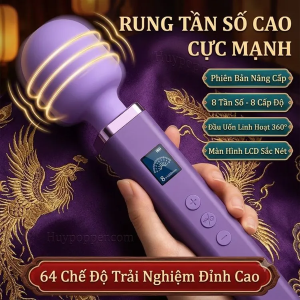 Chày Rung Tình Yêu Violet Rose Màn Hình LCD Thông Minh 8 Tần Số