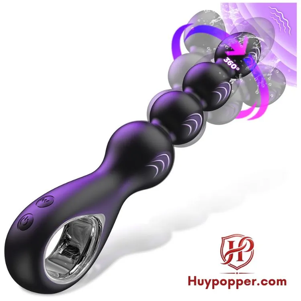 Chuỗi Hạt Rung Xoay Hậu Môn Spira Silicon Đen, Xoay Lắc Rung Mạnh