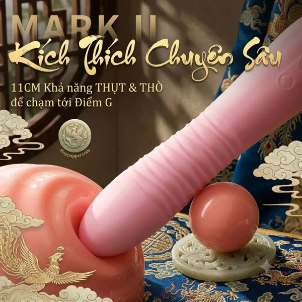 Chày Rung Thụt Hai Đầu Blossom Cao Cấp – Thiết Kế 2 Trong 1 Tự Động Thụt Thò 11cm Kèm Sưởi Ấm Thông Minh