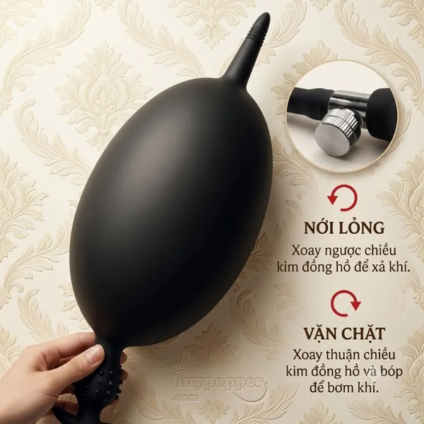Butt Plug bơm hơi size lớn Nereus – Mở rộng đường kính 16cm kịch trần