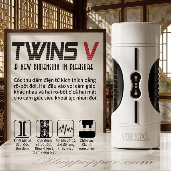 Cốc Thủ Dâm 2 Đầu Rung Youcups Twins V | Động Cơ Kép 12 Chế Độ Rung Cực Mạnh