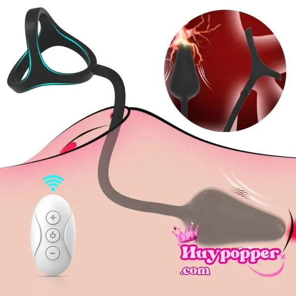 Cockring kèm plug siêu mini điều khiển từ xa