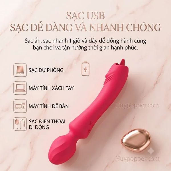 Chày Rung Liếm Akasi - Đầu Rung & Lưỡi Ngoáy 2in1
