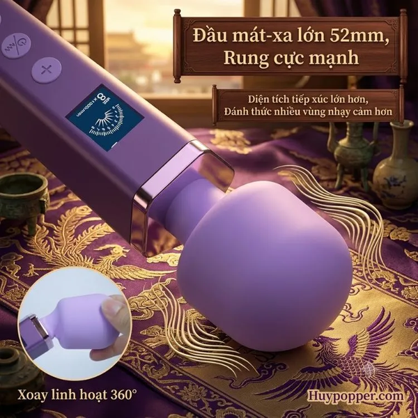 Chày Rung Tình Yêu Violet Rose Màn Hình LCD Thông Minh 8 Tần Số