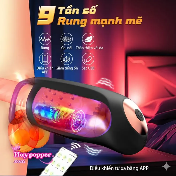 Máy Massage Dương Vật Điều Khiển App Rung Siêu Âm Đầu Khất