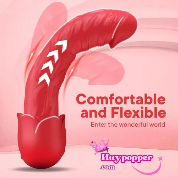 Dương vật giả cao cấp cầm tay có rung hoa hồng