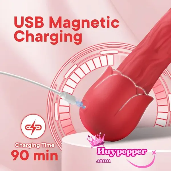 Dương vật giả cao cấp cầm tay có rung hoa hồng