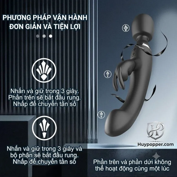Gậy Rung Tình Yêu Enos Đầu Massage Siêu Mạnh Kèm Nhánh Thỏ Rung