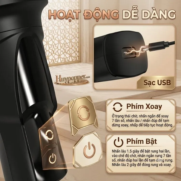 Máy Thủ Dâm Nam Xoay Rung 2 Chiều Strix | Phiên Bản Nâng Cấp 2026