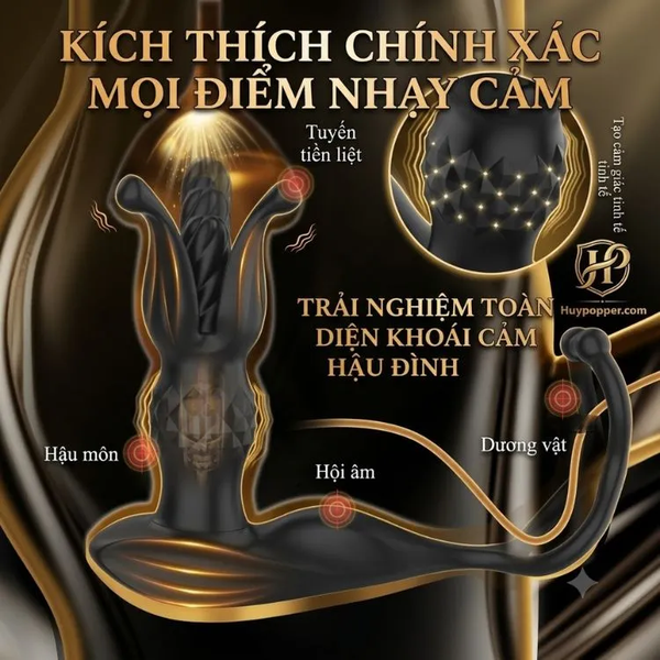 Butt Plug Bacchus Giãn Nở 9 Tần Số Kèm Vòng Đeo