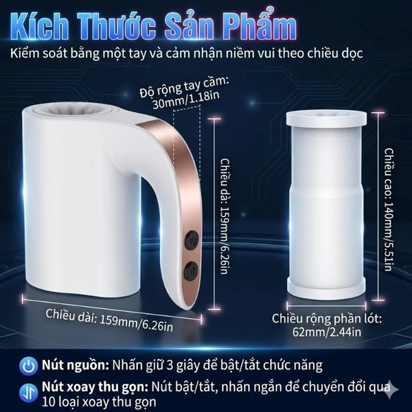 Máy thủ dâm tự động Turbo Sucker Huypopper – Thiết kế rỗng 2 đầu cao cấp