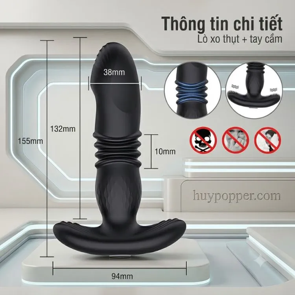 Máy kích thích tuyến tiền liệt Florita kết nối App – Silicone đen không bám mùi