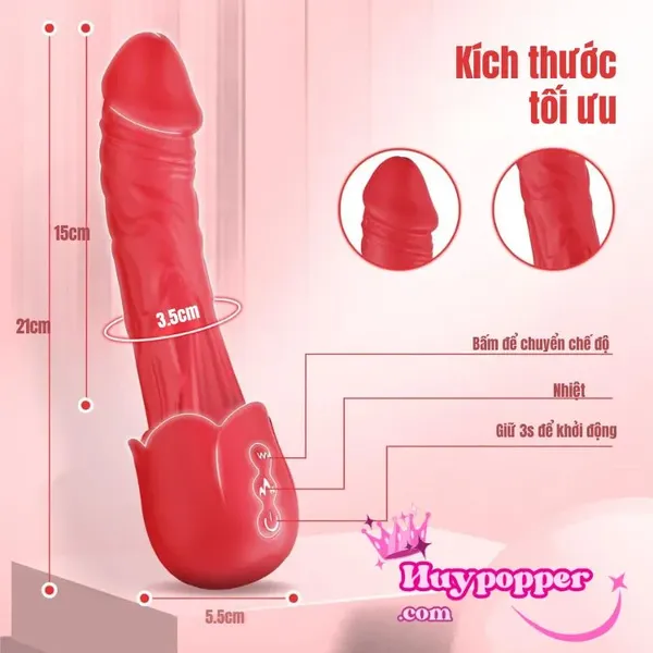 Dương vật giả cao cấp cầm tay có rung hoa hồng