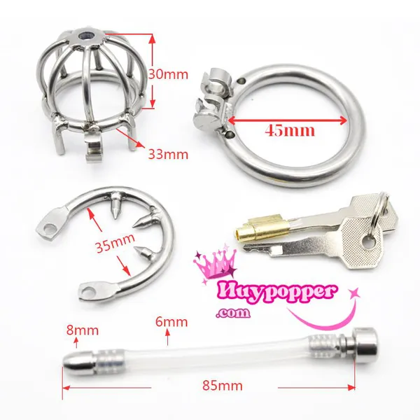 Khóa Dương Vật Inox Thông Tiểu Kèm Vòng Gai