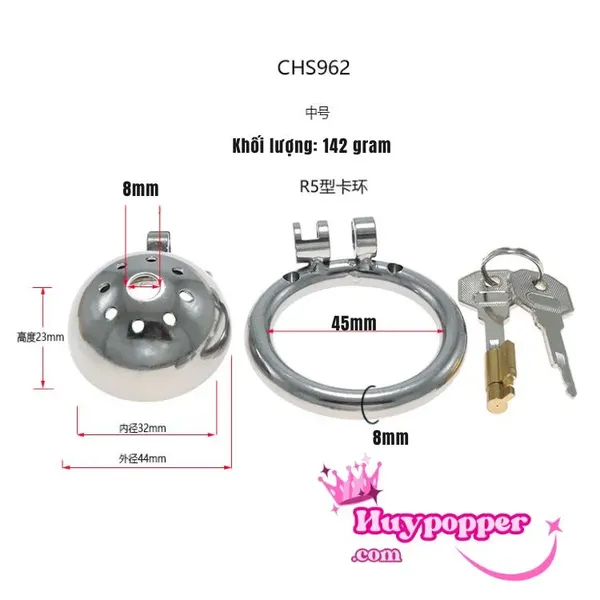 Khóa dương vật kim loại mini bít đầu