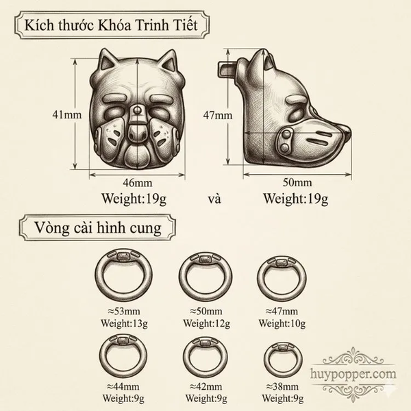 Khóa trinh tiết nam nano hình cún Maximus ổ khóa chìm siêu gọn