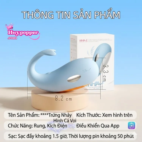 Trứng Rung Cá Voi Sốc Điện 9 Tần Số Điều Khiển App iPhone