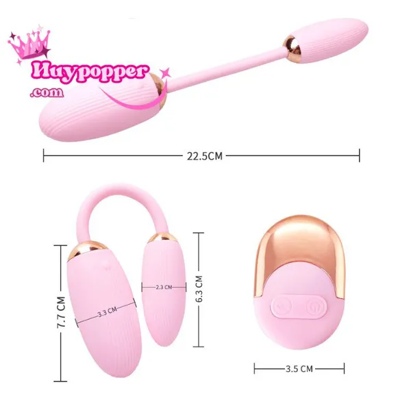 Trứng Rung Tình Yêu Hai Đầu Bẻ Cong Được Điều Khiển Từ Xa