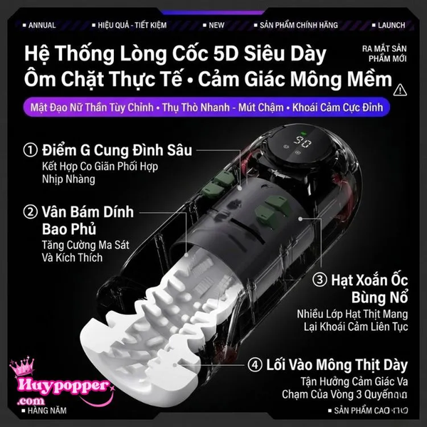 Máy Thủ Dâm Nam Kèm Sưởi Ấm Miyu Space - Tự Động Co Duỗi Kích Thích Lên Đỉnh