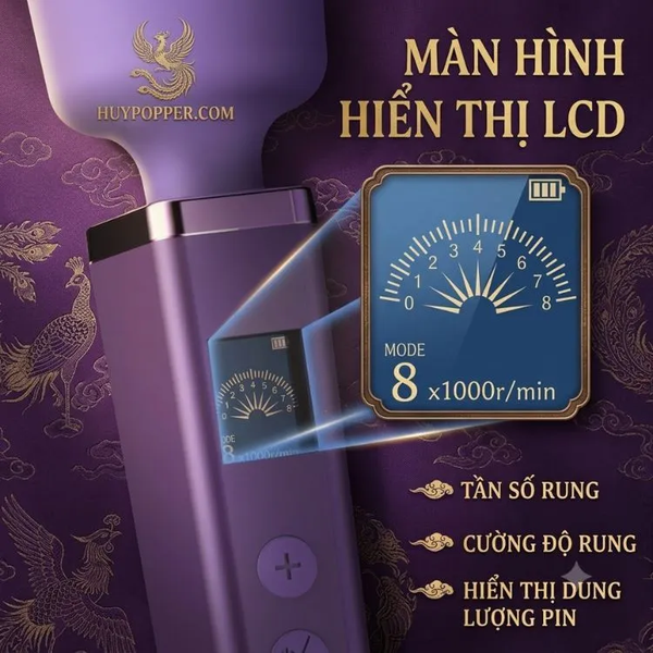 Chày Rung Tình Yêu Violet Rose Màn Hình LCD Thông Minh 8 Tần Số